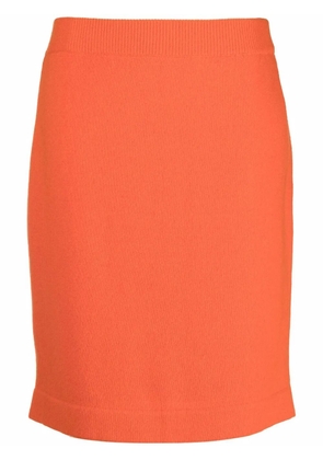 CHANEL Pre-Owned 1980s high-waisted cashmere knitted skirt - Orange