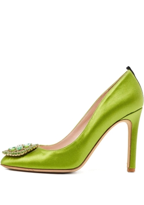 SJP by Sarah Jessica Parker 100mm satin crystal-embellished pumps - Green