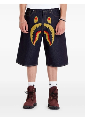 A BATHING APE® banana-head embroidered denim shorts - Blue