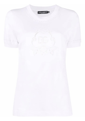 Dolce & Gabbana broderie-anglaise cotton T-shirt - White