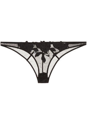 Fleur Du Mal Lily embroidered cheeky - Black