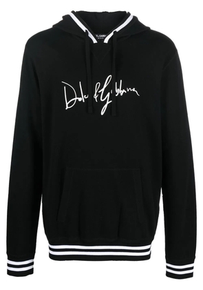 Dolce & Gabbana logo-print detail drawstring hoodie - Black