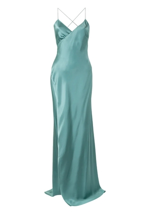 Michelle Mason strappy wrap gown - Green