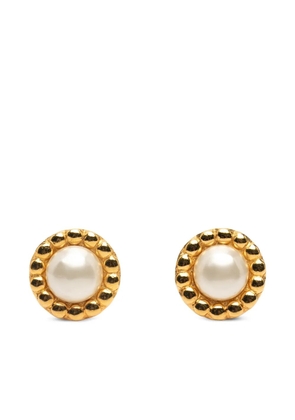 CHANEL Pre-Owned 1970-1980 Gold Plated Faux Pearl Clip On Earrings costume earrings