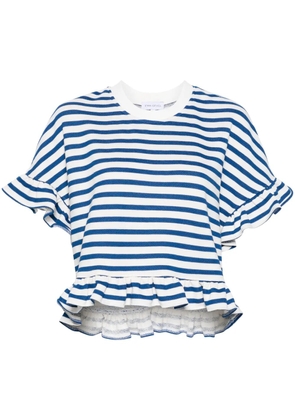 Ioana Ciolacu Striped Peony ruffled sweatshirt - White