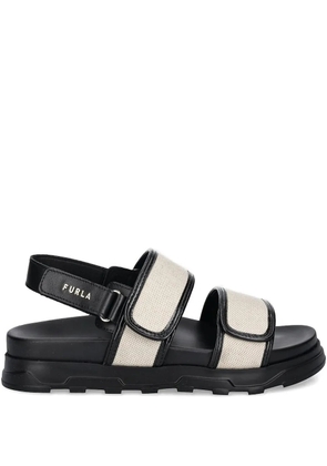 Furla leather-strap canvas sandals - Black