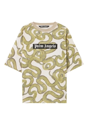 Palm Angels snake-pattern logo T-shirt - Neutrals