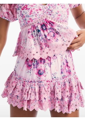 LoveShackFancy Cairo floral ruffled mini skirt - Pink