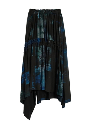 Y's abstract-print maxi skirt - Blue