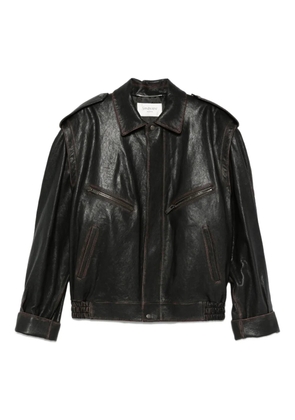 Saint Laurent leather zip-fastening jacket - Brown