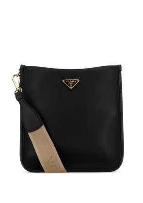 Prada triangle-logo leather crossbody bag - Black