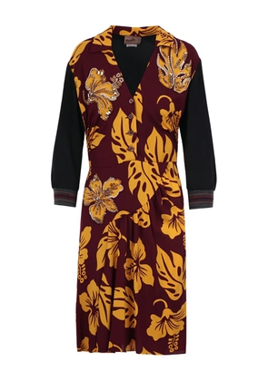 Prada floral-print gathered-panel midi dress
