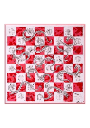 Shanghai Tang dragon-arrow silk scarf - Red