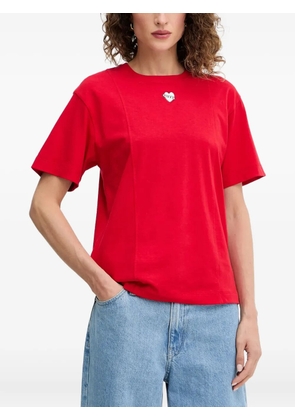PINKO TORTINO heart-embroidery T-shirt - Red