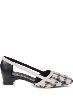 Manolo Blahnik check-pattern pumps - White