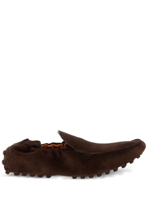 Tod's pebble-textured suede loafers - Brown