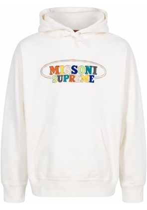Supreme x Missoni logo-embroidered hoodie 'FW21' - White