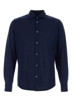 Fedeli buttoned-front wool shirt - Blue