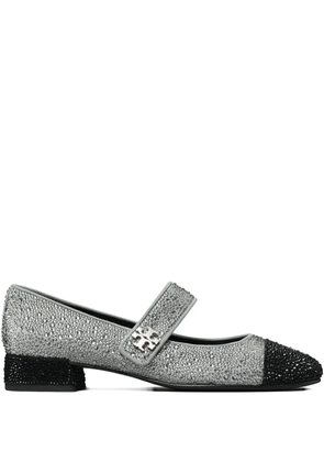 Tory Burch 25mm cap-toe crystal Mary Jane pumps - Silver