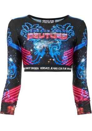 Versace Jeans Couture logo-print cropped top - Blue