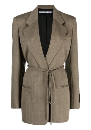 Alexander Wang herringbone wrap wool blazer - Brown