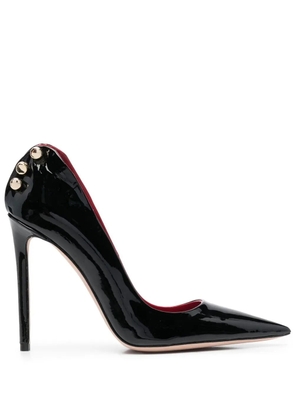 HARDOT 110mm bar-detail patent leather pumps - Black