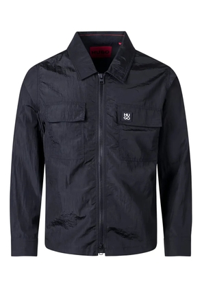 HUGO zip-fastening logo-patch shirt - Black