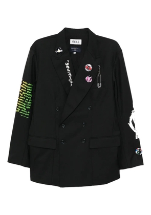 Kidill graphic-print double-breasted blazer - Black