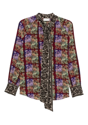 Pierre-Louis Mascia patterned tie-neck shirt - Purple