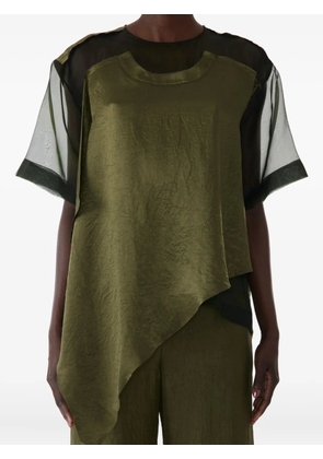 Jason Wu Collection asymmetric-hem crinkled T-shirt - Green