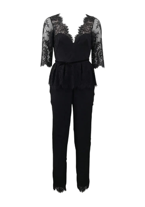 Marchesa Notte V-neck lace-detail jumpsuit - Black