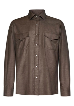 FRANZESE COLLECTION yoke flap-pocket shirt - Brown