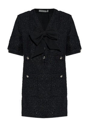 Alessandra Rich bow-embellished tweed dress - Black
