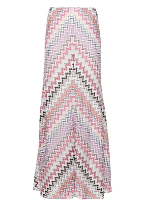 Missoni zigzag-woven long-length skirt - Pink