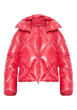 Add quilted-hooded jacket - Red