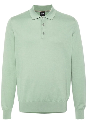 BOSS long-sleeve cotton polo shirt - Green