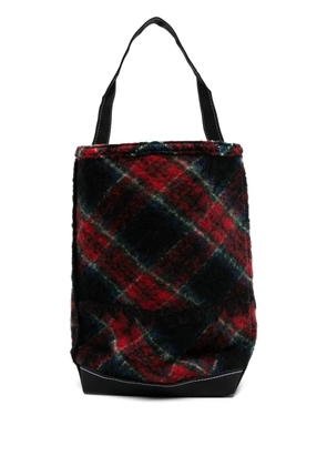 Comme des Garçons TAO x Tembea checked cotton tote bag - Blue