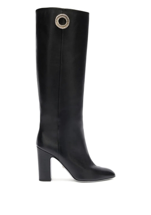 Genny 90mm embellished leather knee-high boots - Black