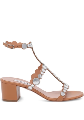 Aquazzura studded afterglow leather sandals - Brown