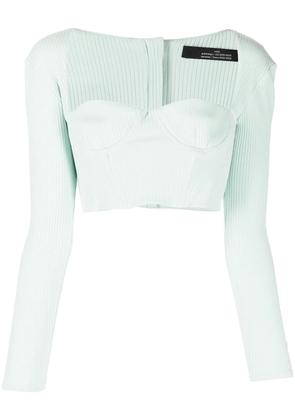 Rokh ribbed sweetheart-neck top - Green