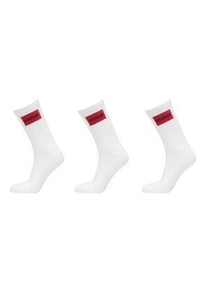 HUGO logo-detail ribbed socks (pack of three) - White
