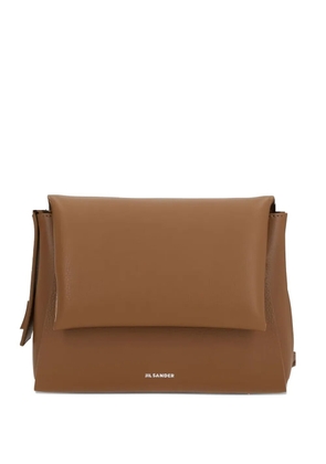 Jil Sander logo-stamp leather shoulder bag - Brown