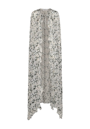 Raquel Diniz floral-print ruffled cape - White