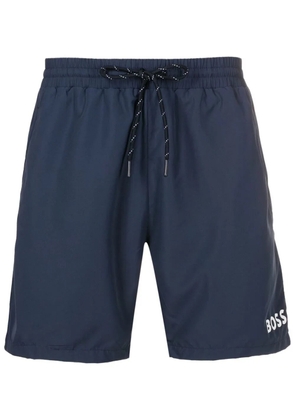 BOSS logo-print detail swim shorts - Blue