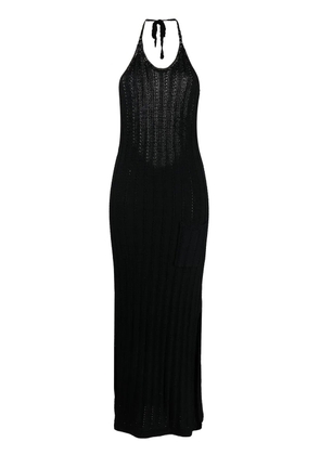 GANNI knitted halterneck midi dress - Black