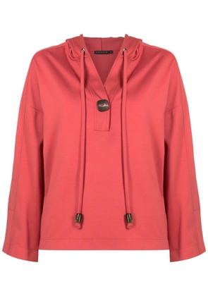 Alcaçuz drawstring-hood button-placket shirt - Red