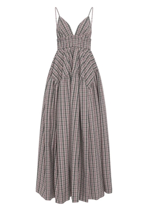 Rosetta Getty check gathered midi dress - Black