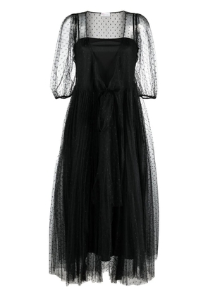 RED Valentino short-sleeved tulle midi dress - Black