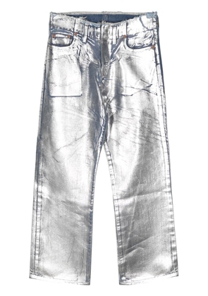 Doublet Silver foil-coated jeans