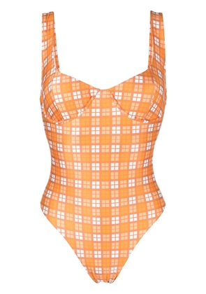 Faithfull the Brand Mona check swimsuit - Orange